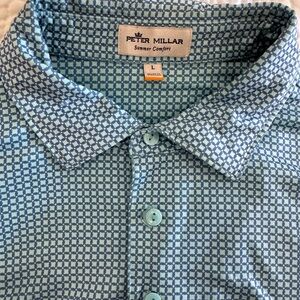 Peter Millar Blue Geometric Casual Shirt